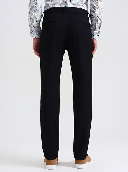 Black Solid Slim Fit Club Wear Trouser | Wyre