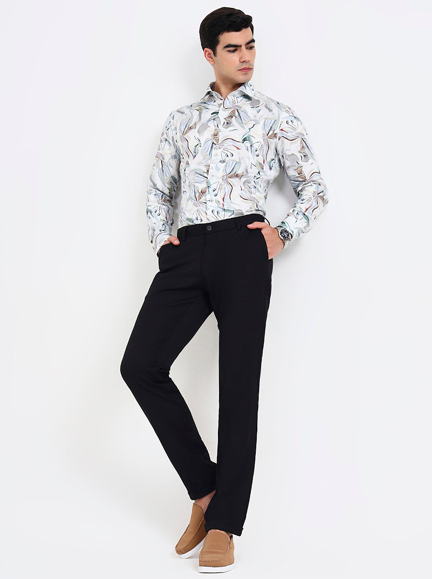 Black Solid Slim Fit Club Wear Trouser | Wyre