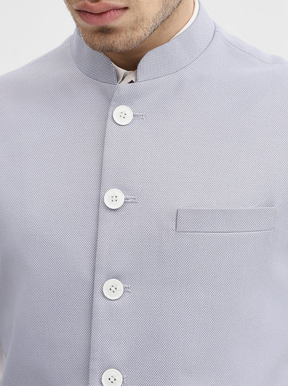 Sky Blue Solid Regular Fit Waistcoat | Greenfibre
