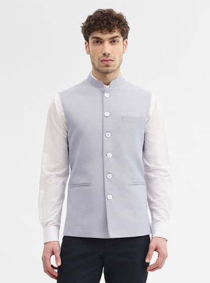 Sky Blue Solid Regular Fit Waistcoat | Greenfibre