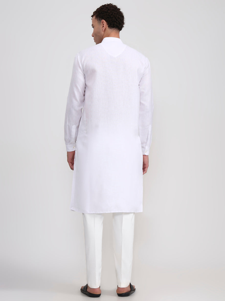 White Solid Regular Fit Modi Kurta | JadeBlue