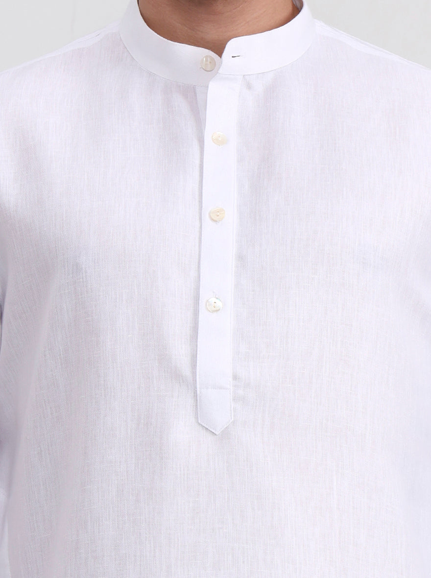 White Solid Regular Fit Modi Kurta | JadeBlue