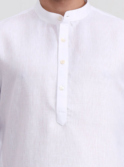 White Solid Regular Fit Modi Kurta | JadeBlue