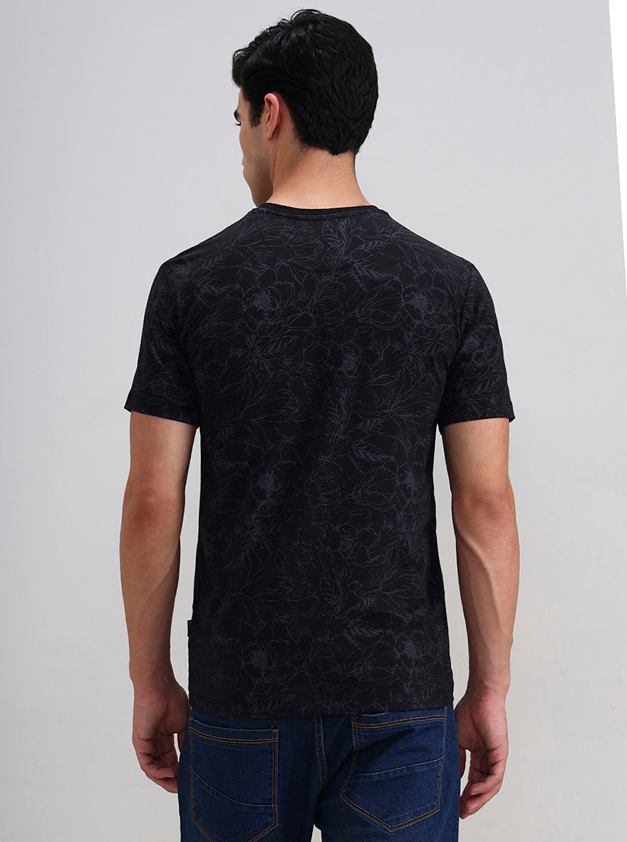 Black Printed Slim Fit T-Shirt | JadeBlue