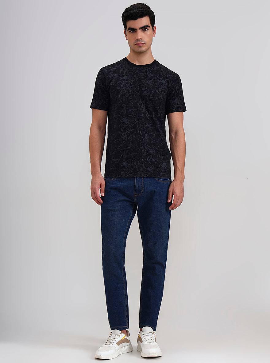 Black Printed Slim Fit T-Shirt | JadeBlue