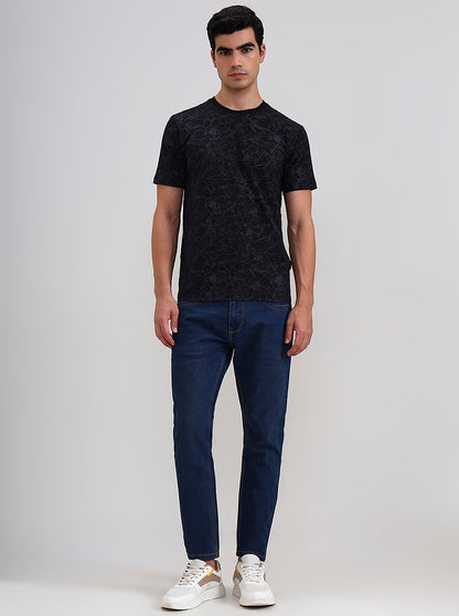 Black Printed Slim Fit T-Shirt | JadeBlue