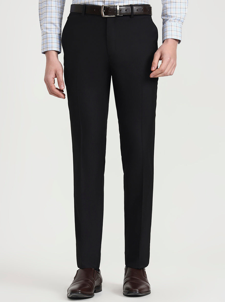 Black Solid Slim Fit Formal Trouser | Greenfibre