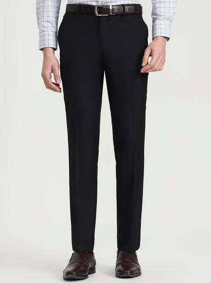 Black Solid Slim Fit Formal Trouser | Greenfibre