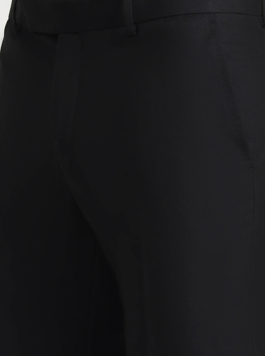 Black Solid Slim Fit Formal Trouser | Greenfibre