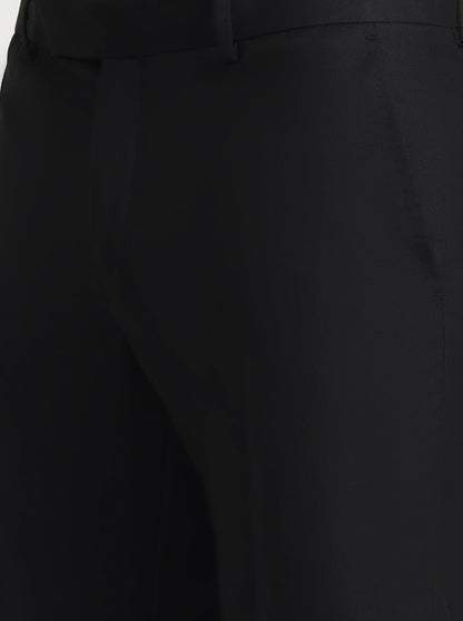 Black Solid Slim Fit Formal Trouser | Greenfibre