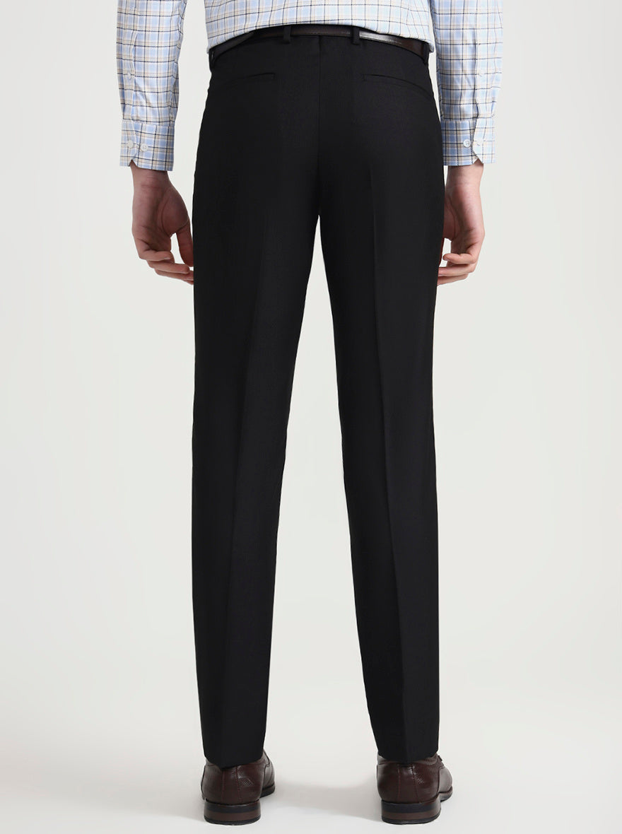 Black Solid Slim Fit Formal Trouser | Greenfibre