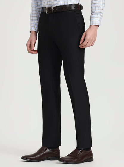 Black Solid Slim Fit Formal Trouser | Greenfibre