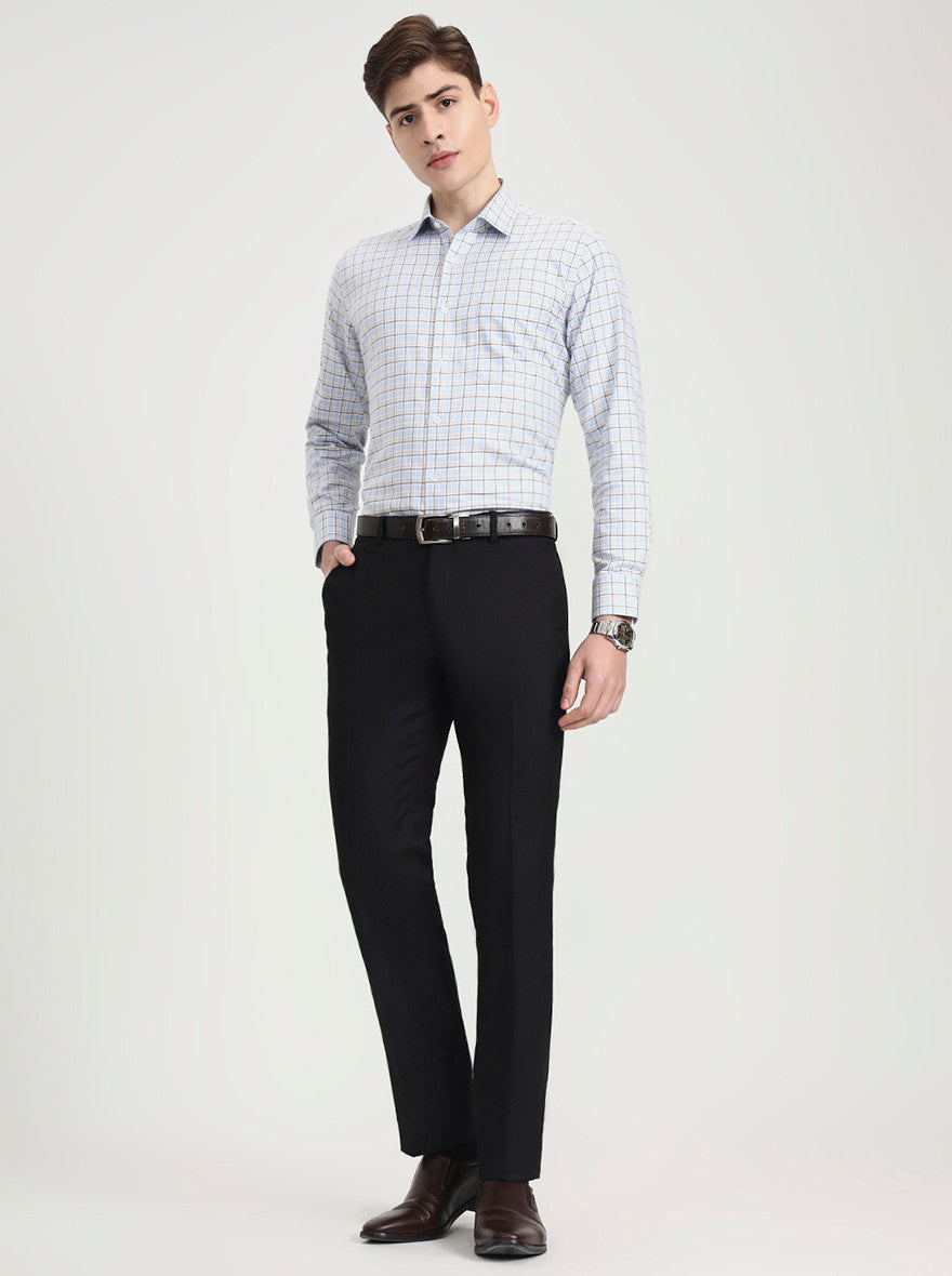 Black Solid Slim Fit Formal Trouser | Greenfibre