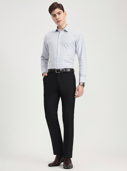 Black Solid Slim Fit Formal Trouser | Greenfibre