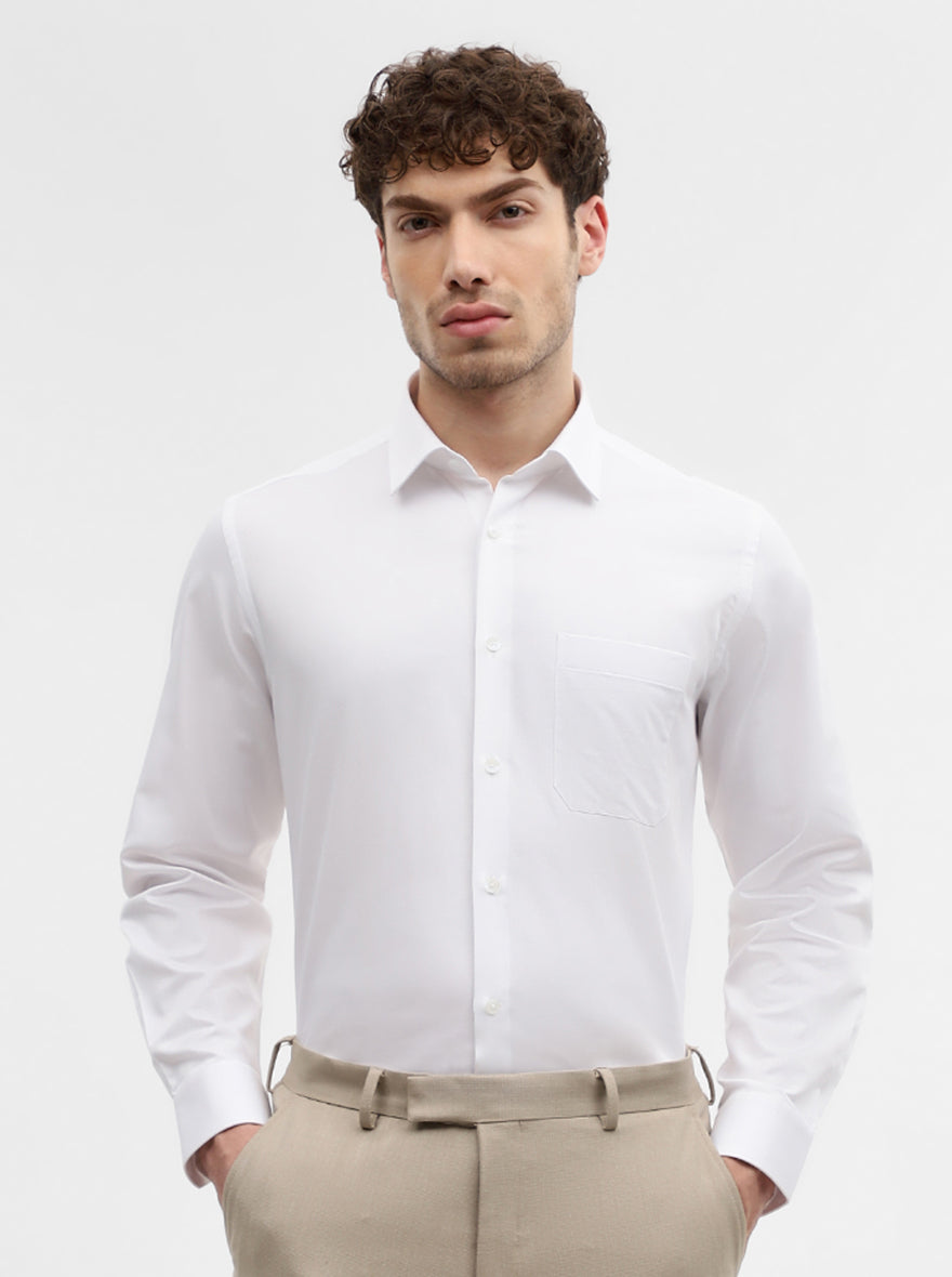 White Solid Regular Fit Formal Shirt | JadeBlue