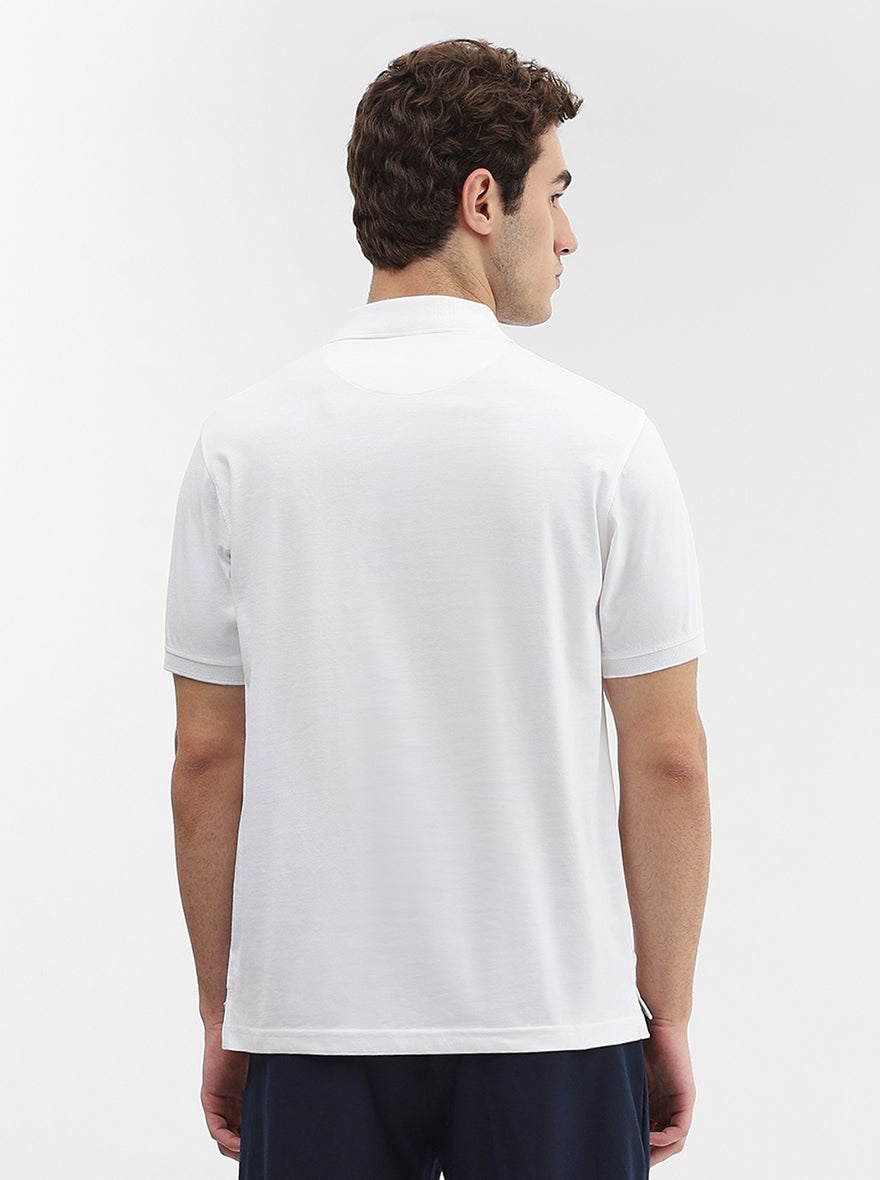 White Solid Regular Fit Polo T-Shirt | Greenfibre