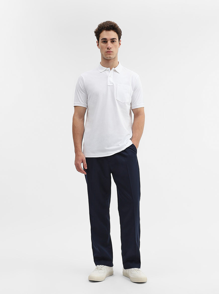 White Solid Regular Fit Polo T-Shirt | Greenfibre