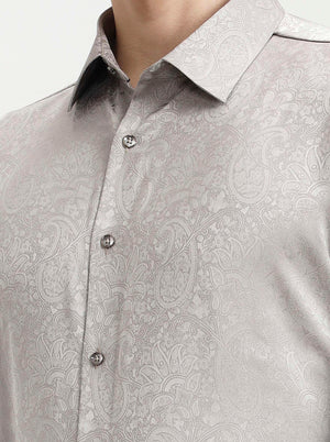 Silver Grey Solid Slim Fit Party Wear Shirt | Wyre