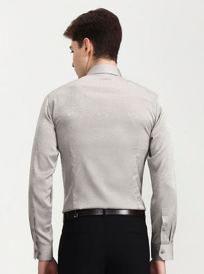 Silver Grey Solid Slim Fit Party Wear Shirt | Wyre