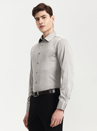 Silver Grey Solid Slim Fit Party Wear Shirt | Wyre