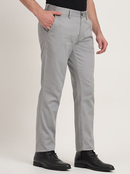 Grey Printed Uno Fit Casual Trouser | JadeBlue