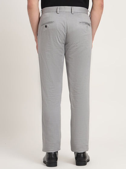Grey Printed Uno Fit Casual Trouser | JadeBlue