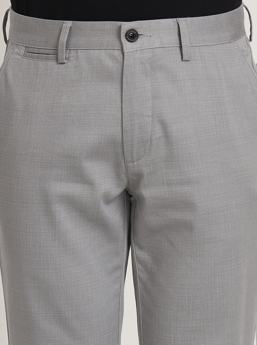 Grey Printed Uno Fit Casual Trouser | JadeBlue