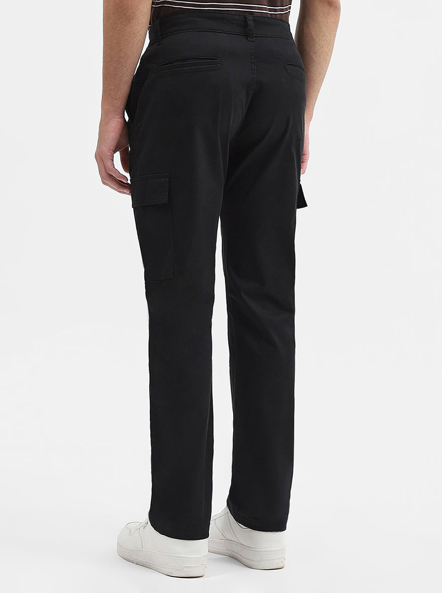 Black Solid Slim Fit Cargo Pant | JadeBlue
