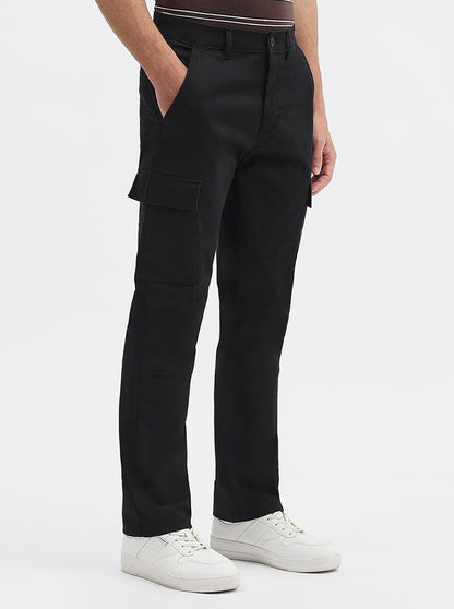Black Solid Slim Fit Cargo Pant | JadeBlue