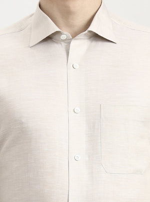 Cream Solid Slim Fit Formal Shirt | JadeBlue Super Luxe