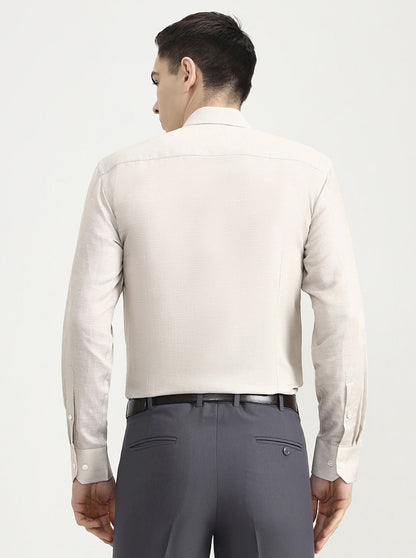 Cream Solid Slim Fit Formal Shirt | JadeBlue Super Luxe