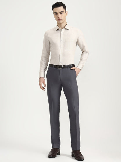 Cream Solid Slim Fit Formal Shirt | JadeBlue Super Luxe