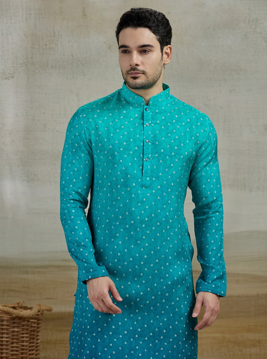 Blue & Green Printed Kurta Pajama | Virasana