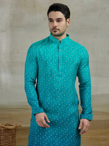Blue & Green Printed Kurta Pajama | Virasana