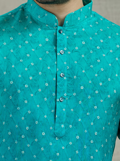 Blue & Green Printed Kurta Pajama | Virasana