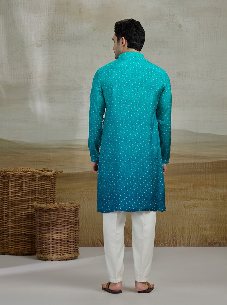 Blue & Green Printed Kurta Pajama | Virasana