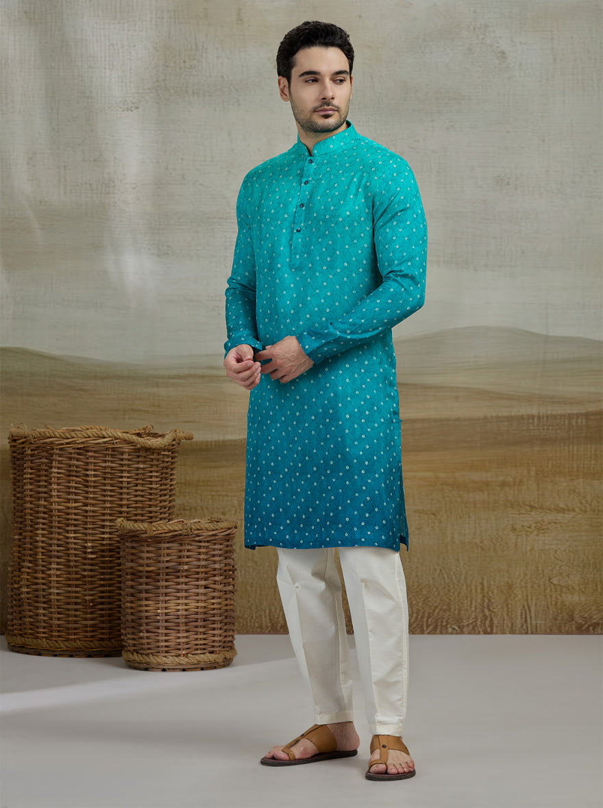 Blue & Green Printed Kurta Pajama | Virasana