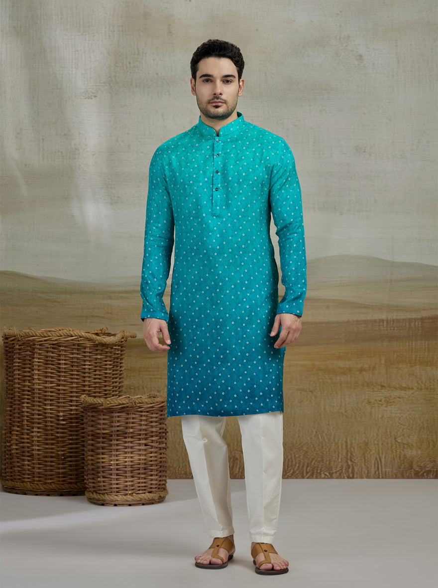 Blue & Green Printed Kurta Pajama | Virasana