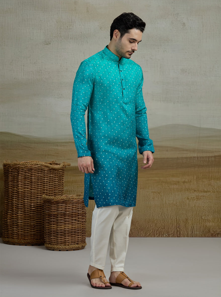 Blue & Green Printed Kurta Pajama | Virasana