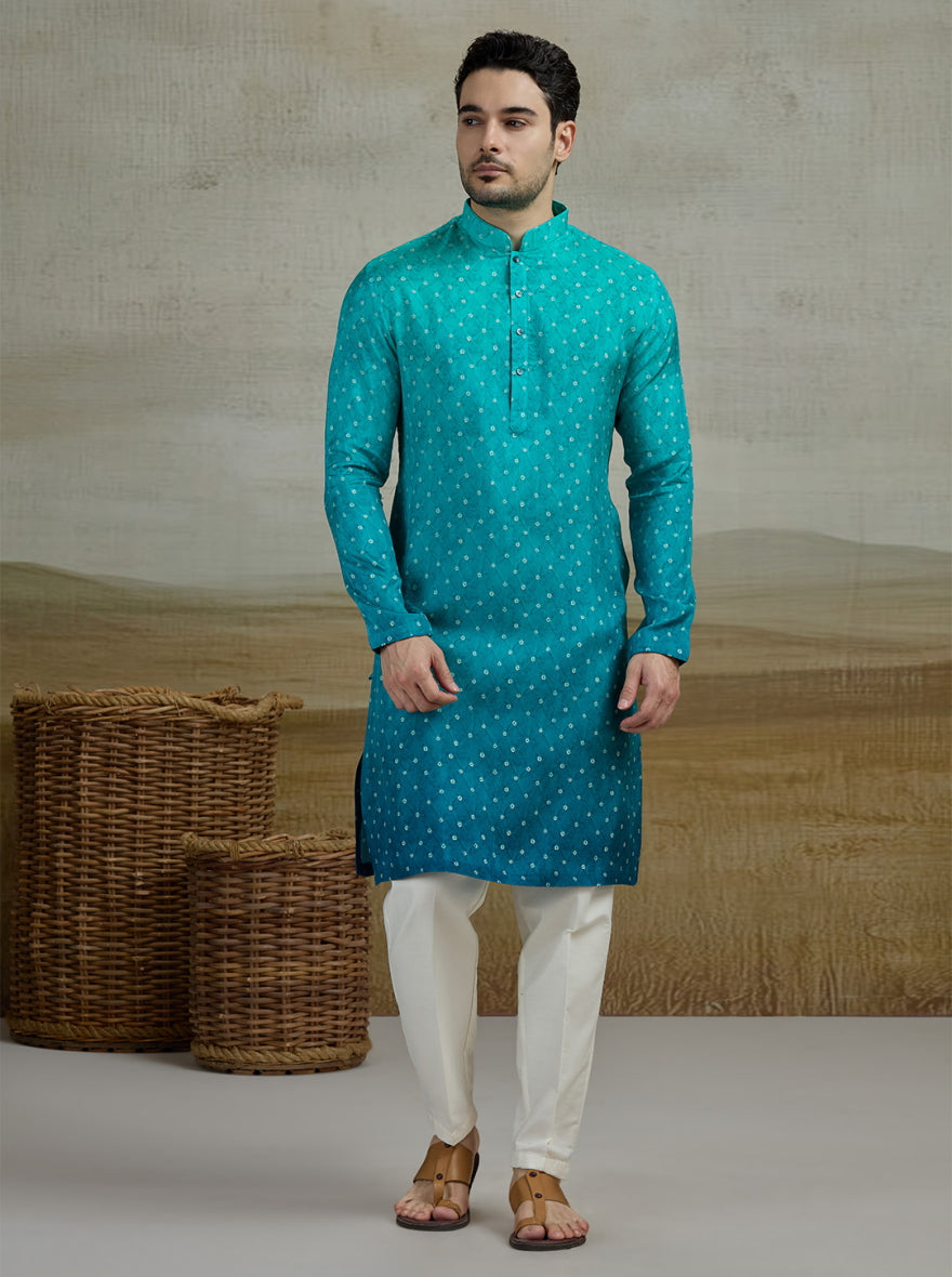 Blue & Green Printed Kurta Pajama | Virasana