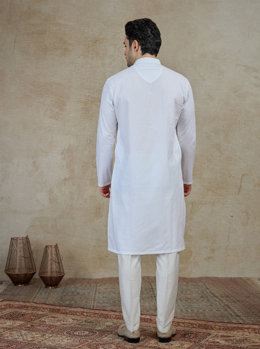 White Self Textured Kurta | The Kurta Company