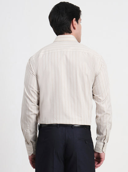 Fawn Striped Regular Fit Formal Shirt | JadeBlue