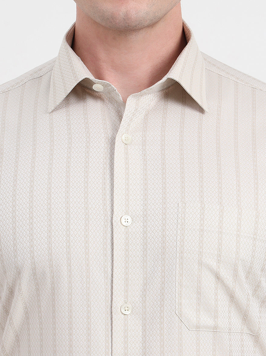 Fawn Striped Regular Fit Formal Shirt | JadeBlue