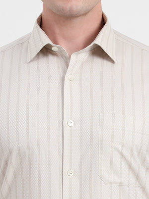 Fawn Striped Regular Fit Formal Shirt | JadeBlue