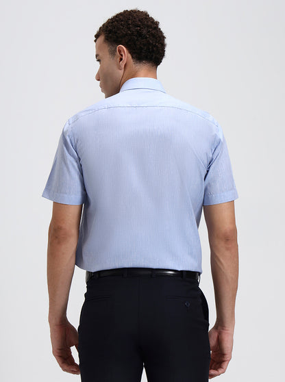 Blue Solid Regular Fit Formal Shirt | Greenfibre
