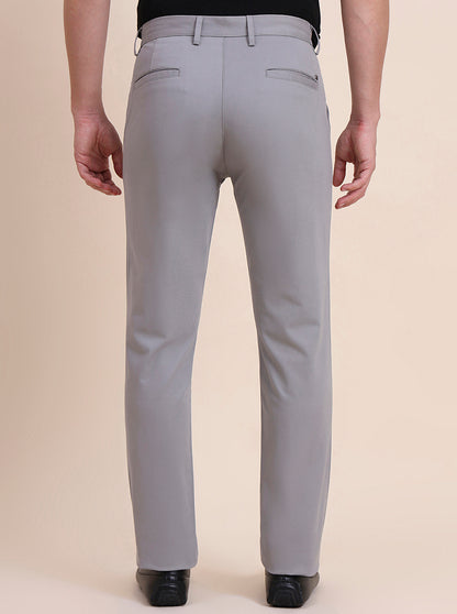 Steel Grey Solid Uno Fit Casual Trouser | JadeBlue