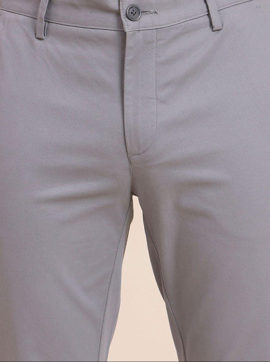 Steel Grey Solid Uno Fit Casual Trouser | JadeBlue
