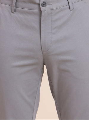 Steel Grey Solid Uno Fit Casual Trouser | JadeBlue