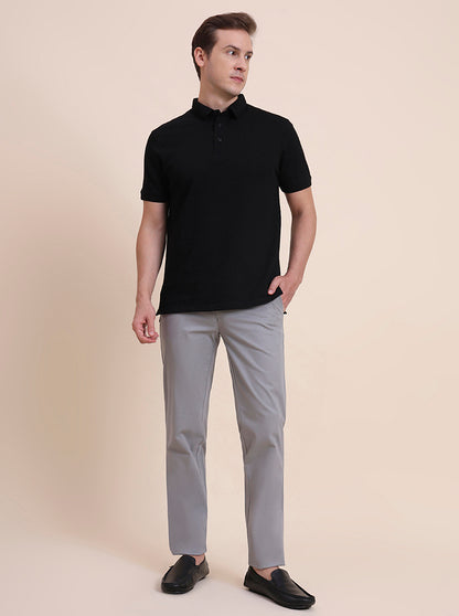 Steel Grey Solid Uno Fit Casual Trouser | JadeBlue