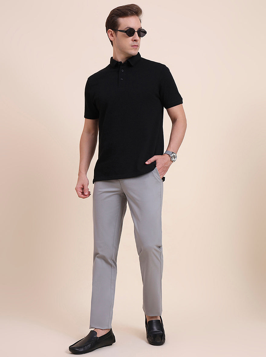 Steel Grey Solid Uno Fit Casual Trouser | JadeBlue